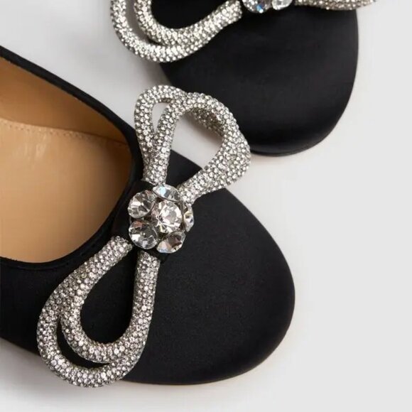 MACH & MACH Double Bow Satin Ballerina Shoes - EUR 38 (US 8) - Picture 5 of 9